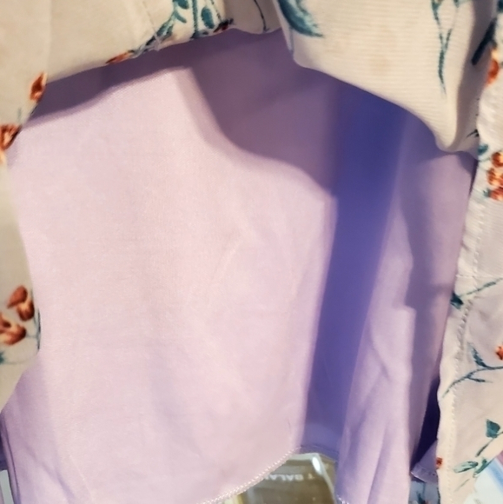 Missguided Floral Lilac Square Neckline Mini Dress Size 4 NWT - Picture 8 of 12
